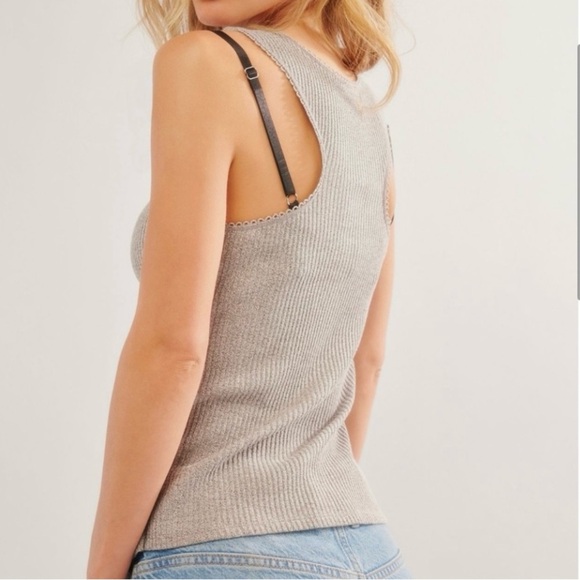 Free People tank top intimately small ribbed salt pepper NEW most wanted - Picture 6 of 7